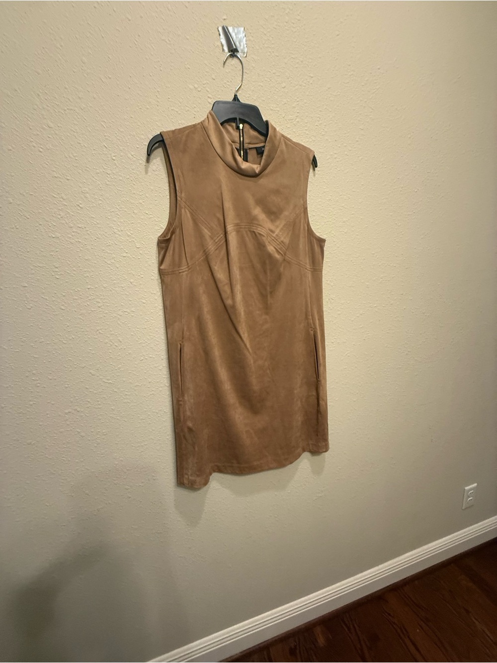 Alfani Sleeveless Faux Suede Tunic Dress - Camel Brown